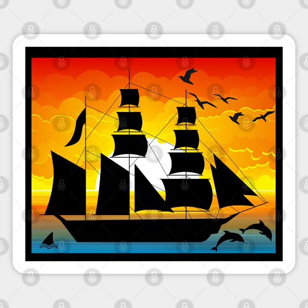 Sailing at sunset Magnet by Blue Butterfly Designs 